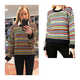Navy Rainbow Stripe Knit Sweater