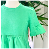 Pistachio Poplin & Knit Contrast Dress with Pockets