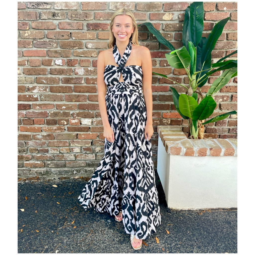 Black & White Andrea Halter Maxi Dress - James Ascher Black & White Andrea Halter Maxi Dress - James Ascher