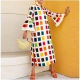 Rainbow Check Bell Sleeve Laura Dress