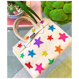 Handmade Beaded Stars Canvas Bag