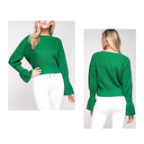 Emerald Green Bell Sleeve Sweater