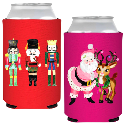 Nutcracker & Santa Stocking Stuffer Holiday Coozies