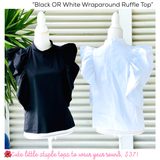 Black OR White Wraparound Double Layer Ruffle Tops