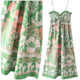 Green & Peach Ruffle Smocked Lorraine Dress