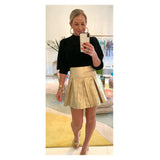 Black or Camel 3/4 Sleeve Mock Neck Pleated Puff Sleeve Sweater with Banded Waist