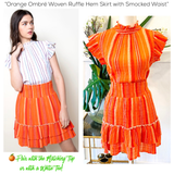 Orange Ombré Woven Ruffle Hem Skirt with Smocked Waist