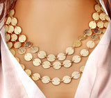 Triple Strand Gold Disc Necklace
