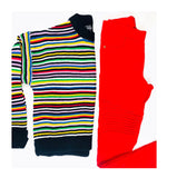 Navy Rainbow Stripe Knit Sweater