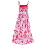 Pink & Red Cherry Blossom Bow Back Dress