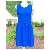 Bright Royal Blue Sleeveless Babydoll Dress with POCKETS & Keyhole Back