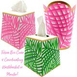 Beverly Hills Palm Enameled Tissue Cover in Pink or Green