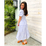 Lavender Gingham Puff Sleeve Mary Lou Dress with POCKETS