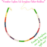 Rainbow Cushion Cut Gemstone Choker Necklace