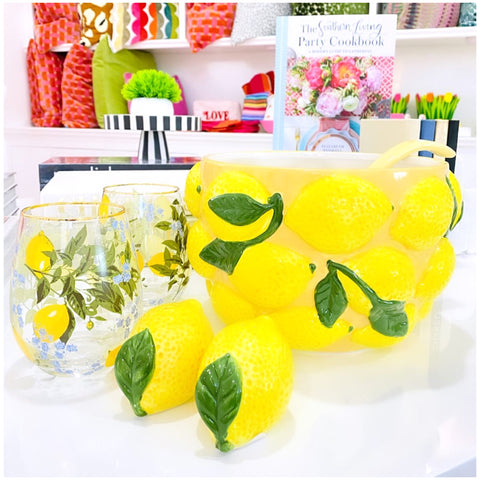 Ceramic Lemon Salt/Pepper Set + Punch Bowl (or Planter!) & Ladle