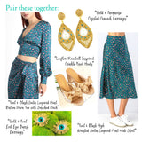 Turquoise Stud & Pave CRYSTAL Peacock Earrings with Mother of Pearl Center Accent
