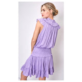 Lavender Accordion Ruffle Dress with Smocked Waist & Ruffle Hem