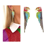 Rhinestone Parrot Earrings