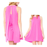 Bubblegum Pink Sleeveless Shift Dress with Flyaway Back & Self Tie