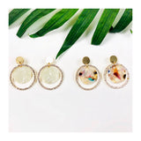 Rhinestone Open Circle Earrings with Multicolor or Ivory Inset