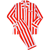 Red White Stripe Poplin Cotton Braddock pJ Set with Pockets & Piping