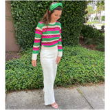 Pink & Green Hand Knitted Paola Sweater