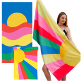 Reversible Sand Free Fast Drying Microfiber Beach Towel with Carrying Pouch