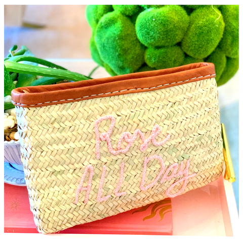 Rose All Day Marrakech Handmade Palm Leaf Oversized Clutch