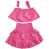 Pink & Red Smocked Ruffle Candy Skirt Set (sold separately)