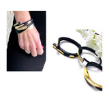 Black & Metallic Gold Paint Stroke Resin Bracelets