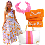 Pink & Orange Abstract One Shoulder Grecian Lulu Dress