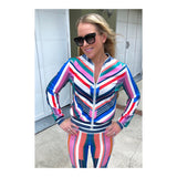 Rainbow Stripe Athletic Zip Front Jacket (Matching Pants Sold Separately)