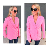 Bubblegum Pink Peaked Collar Blazer (Matching Cigarette Pants Sold Separately)