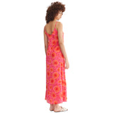 Fuchsia & Orange Pleat Front Bitsy Dress