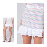 Smocked Rainbow Stripe Ruffle Hem Skirt OR Top