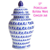 17” Porcelain Butera Wave Ginger Jar