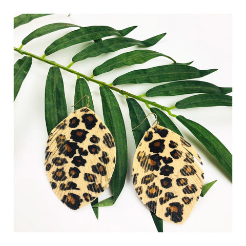 Leopard Print feather Earrings