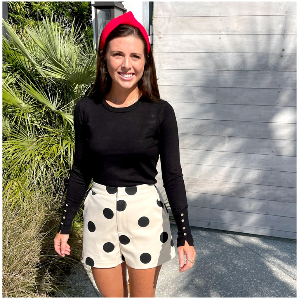 Polka dot shorts and blazer best sale