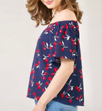 Cherry Print Off the Shoulder Top - FINAL SALE -