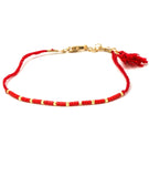Multicolor Crystal & Gold Beaded String Tassel Bracelets