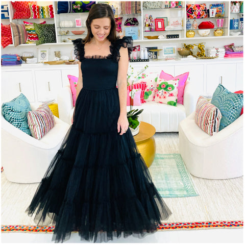 Black Layered Tulle Lucy Holiday Party Dress