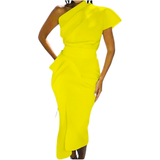 Canary Yellow One Shoulder St. Tropez Dress