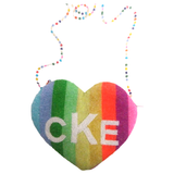 Kids Beaded Rainbow Monogrammed Heart Bag
