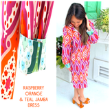 Raspberry Orange & Teal Jamba Dress