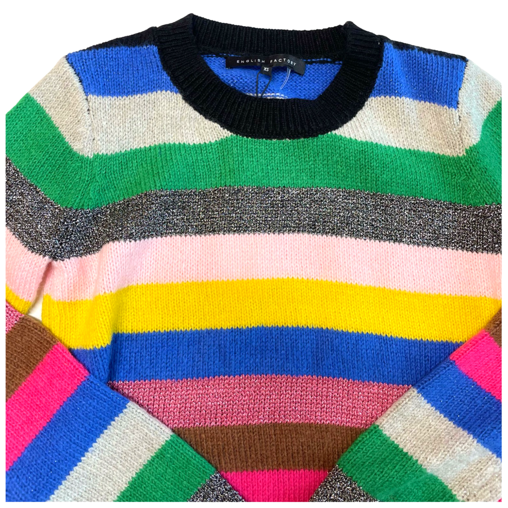 METALLIC Candy Stripe Mohair Blend Knit Jojo Sweater - James Ascher