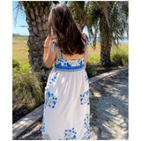 Blue & White Tie Shoulder Zoe Dress