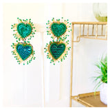 Handmade Emerald Green & Gold Heart Earrings