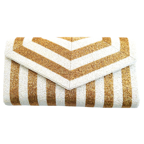 Hand Beaded Gold Stripe Monaco Bag