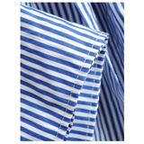 Blue & White Stripe Button Down Shirtdress with Belt Sash