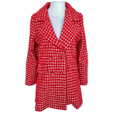 Red Shimmer Houndstooth Double Breasted Karlie Coat
